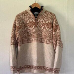 Obermeyer Cream and Brown Zip Up Sweater Nordic Style Medium